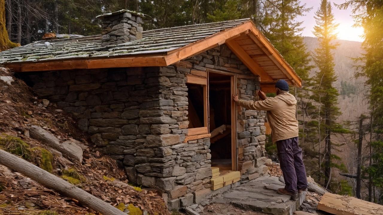 30 dies construint una casa de pedres i troncs al bosc