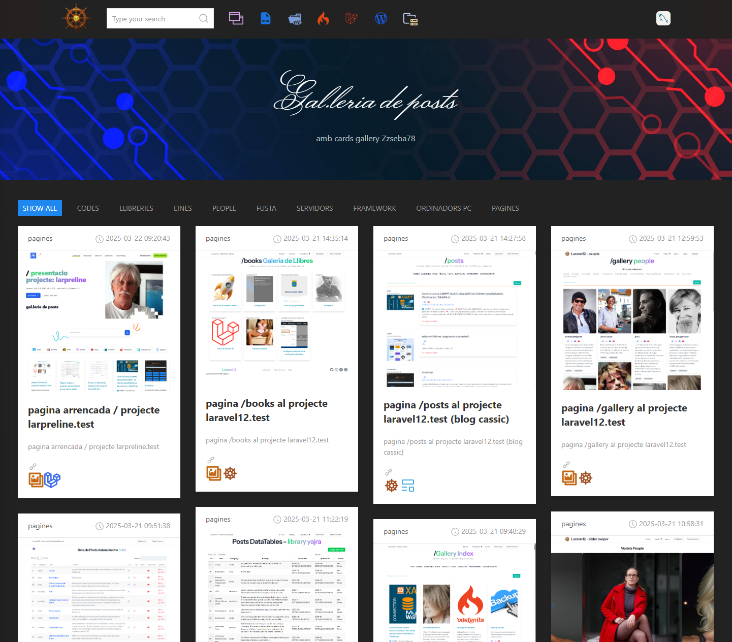 pagina indexgallery del projecte larpreline.test/